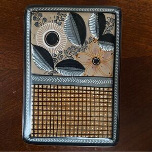 Vintage  Mexico Signed Jimon Pottery Trinket Jewelry Box, Folk Art.